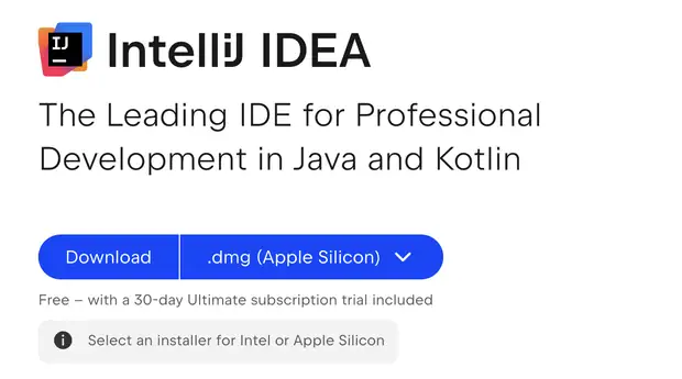 IntelliJ IDEAのダウンロード画面